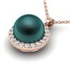Image 1 : 0.25 ctw Micro Pave Diamond & Peacock Pearl Necklace 14k Rose Gold - REF-25G4W