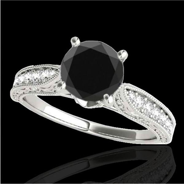 1.5 ctw Certified VS Black Diamond Solitaire Antique Ring 10k White Gold - REF-39G4W