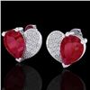 Image 1 : 2.50 ctw Ruby & Micro Pave VS/SI Diamond Certified Earrings 10k White Gold - REF-25Y4X