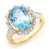 Image 1 : 5.33 ctw Blue Topaz & Diamond Ring 10k Yellow Gold - REF-41R6K