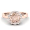 Image 1 : 1.50 ctw Morganite & Halo VS/SI Diamond Micro Ring 14k Rose Gold - REF-40R4K