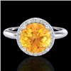 Image 1 : 2 ctw Citrine & Micro VS/SI Diamond Ring Designer 18k White Gold - REF-45R2K