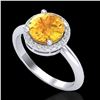 Image 2 : 2 ctw Citrine & Micro VS/SI Diamond Ring Designer 18k White Gold - REF-45R2K