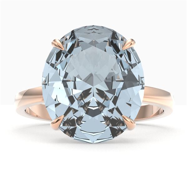 9 ctw Sky Blue Topaz Designer Engagment Ring 14k Rose Gold - REF-39H6R