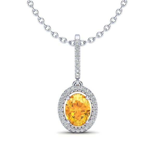 1.75 ctw Citrine & Micro Pave VS/SI Diamond Necklace 18k White Gold - REF-40M9G