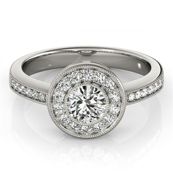 0.8 ctw Certified VS/SI Diamond Halo Ring 18k White Gold - REF-97R8K