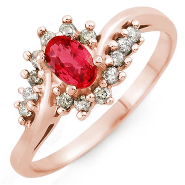 0.55 ctw Red Sapphire & Diamond Ring 14k Rose Gold - REF-25N9F