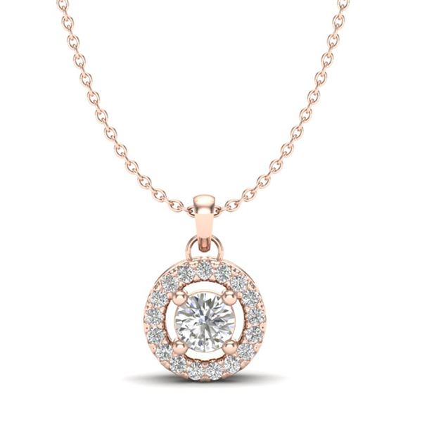 0.33 ctw VS/SI Diamond Micro Pave Necklace Halo 14k Rose Gold - REF-30G2W