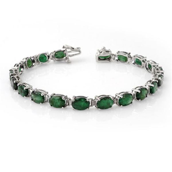 16.25 ctw Emerald Bracelet 10k White Gold - REF-94Y5X