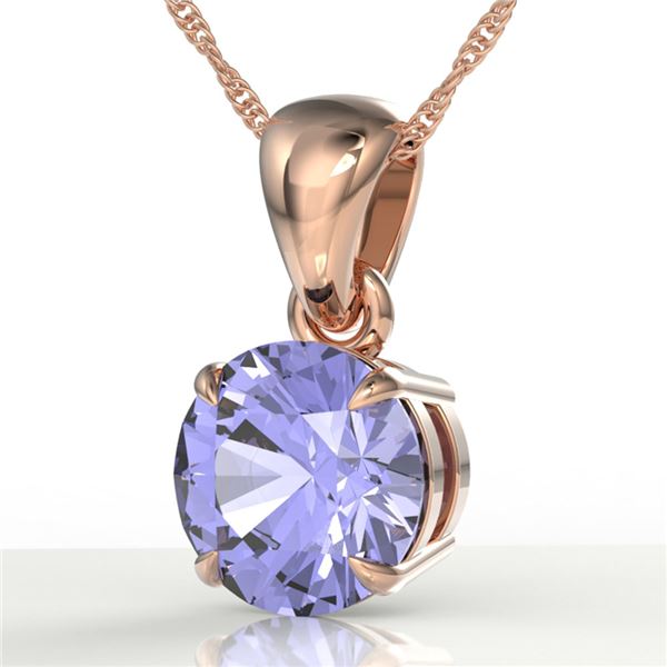 2 ctw Tanzanite Designer Solitaire Necklace 14k Rose Gold - REF-32A8N