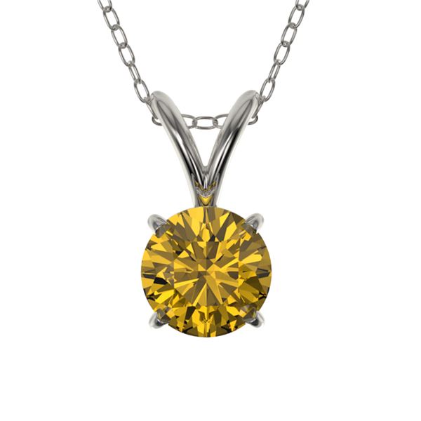 0.50 ctw Certified Intense Yellow Diamond Necklace 10k White Gold - REF-57K8Y