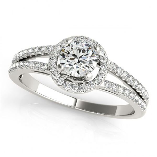 0.75 ctw Certified VS/SI Diamond Halo Ring 18k White Gold - REF-89A2N