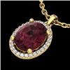 Image 1 : 2.50 ctw Garnet & Micro Pave VS/SI Diamond Necklace 18k Yellow Gold - REF-33Y8X