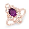 Image 1 : 0.80 ctw Amethyst & Diamond Ring 14k Rose Gold - REF-17Y3X