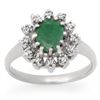 Image 1 : 1.46 ctw Emerald & Diamond Ring 10k White Gold - REF-23G9W