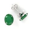 Image 2 : 7 ctw Emerald Designer Stud Earrings 18k White Gold - REF-55W2H