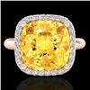Image 1 : 6 ctw Citrine & Micro Pave Halo VS/SI Diamond Ring 14k Rose Gold - REF-36H6R