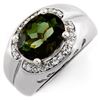Image 1 : 3.58 ctw Green Tourmaline & Diamond Ring 10k White Gold - REF-86R4K
