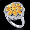 Image 1 : 3 ctw Citrine & VS/SI Diamond Cluster Designer Ring 10k White Gold - REF-49A3N