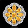 Image 2 : 3 ctw Citrine & VS/SI Diamond Cluster Designer Ring 10k White Gold - REF-49A3N