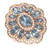 Image 3 : 6.34 ctw Blue Topaz & Diamond Ring 18K Rose Gold - REF-140H2R