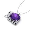 Image 1 : 8 ctw Amethyst & Micro Pave Elephant VS/SI Diamond Necklace 10k White Gold - REF-33N3F