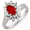 Image 1 : 1.0 ctw Red Sapphire & Diamond Ring 10k White Gold - REF-23K9Y