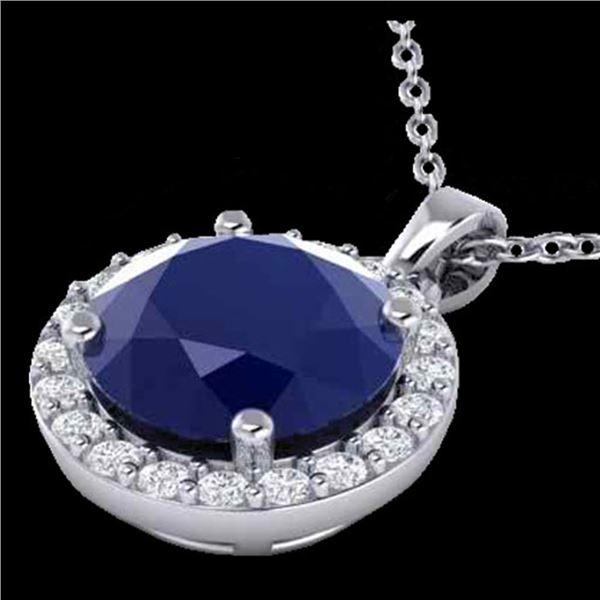 2 ctw Sapphire & Halo VS/SI Diamond Micro Pave Necklace 18k White Gold - REF-33Y2X