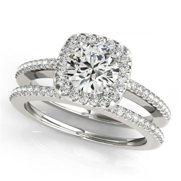 0.92 ctw Certified VS/SI Diamond 2pc Wedding Set Halo 14k White Gold - REF-101G2W