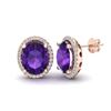 Image 2 : 5 ctw Amethyst & Micro Pave VS/SI Diamond Earrings 14k Rose Gold - REF-53X5A