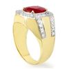 Image 2 : 4.75 ctw Ruby & Diamond Men's Ring 10k Yellow Gold - REF-123R6K
