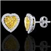 Image 2 : 2 ctw Citrine & Micro Pave VS/SI Diamond EARRRING Heart 14k White Gold - REF-38A2N