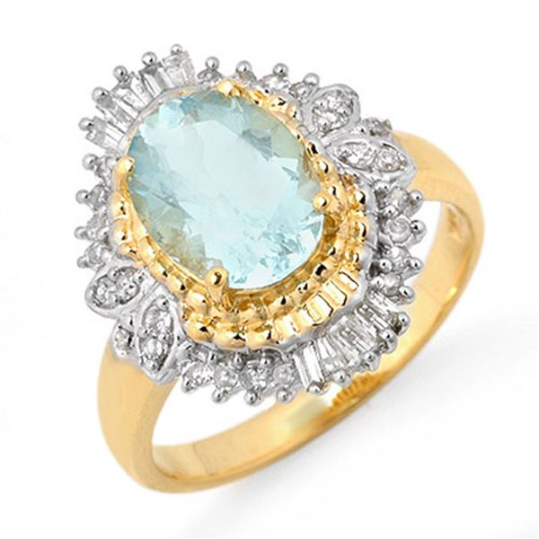 2.48 ctw Aquamarine & Diamond Ring 14k Yellow Gold - REF-85G5W