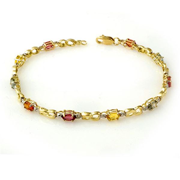 2.51 ctw Multi-Sapphire & Diamond Bracelet 10k Yellow Gold - REF-24A3N