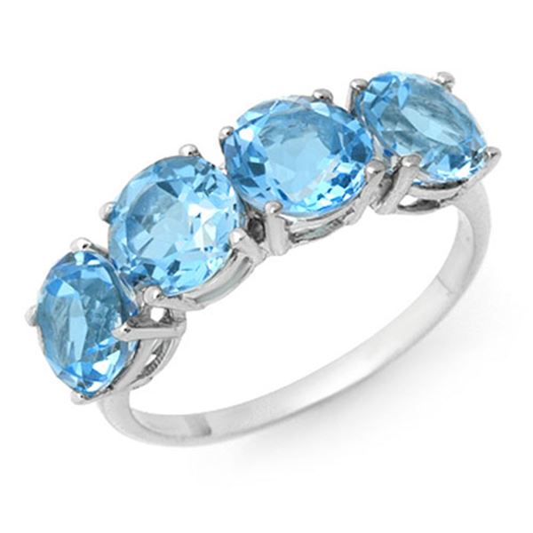 3.66 ctw Blue Topaz Ring 18k White Gold - REF-25H4R