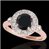 Image 1 : 1.5 ctw Certified VS Black Diamond Solitaire Halo Ring 10k Rose Gold - REF-51X8A
