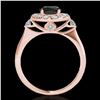 Image 2 : 1.5 ctw Certified VS Black Diamond Solitaire Halo Ring 10k Rose Gold - REF-51X8A