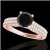 Image 1 : 1.41 ctw Certified VS Black Diamond Solitaire Antique Ring 10k Rose Gold - REF-47N6F