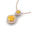 Image 2 : 2.63 ctw Citrine & Micro VS/SI Diamond Necklace Designer 10k Rose Gold - REF-36M6G