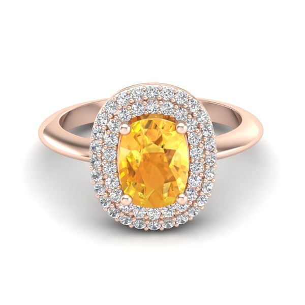 2.50 ctw Citrine With Micro Pave VS/SI Diamond Ring 14k Rose Gold - REF-49Y5X