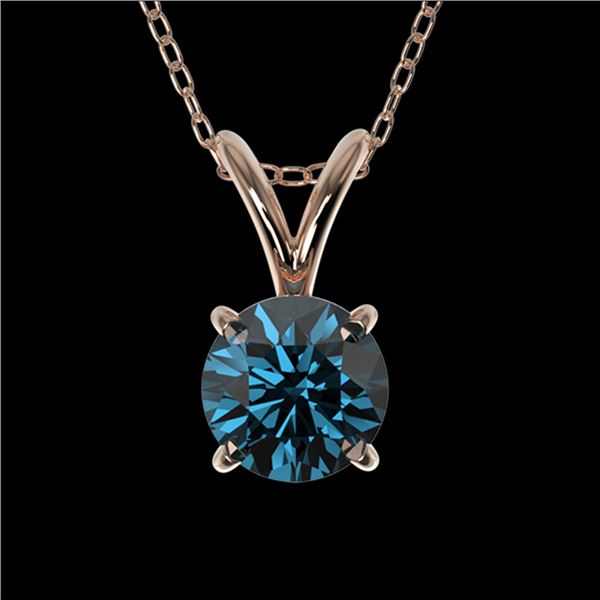 0.51 ctw Certified Intense Blue Diamond Necklace 10k Rose Gold - REF-34H4R