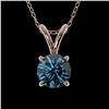 Image 1 : 0.51 ctw Certified Intense Blue Diamond Necklace 10k Rose Gold - REF-34H4R