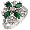 Image 1 : 1.08 ctw Emerald & Diamond Ring 10k White Gold - REF-23R2K