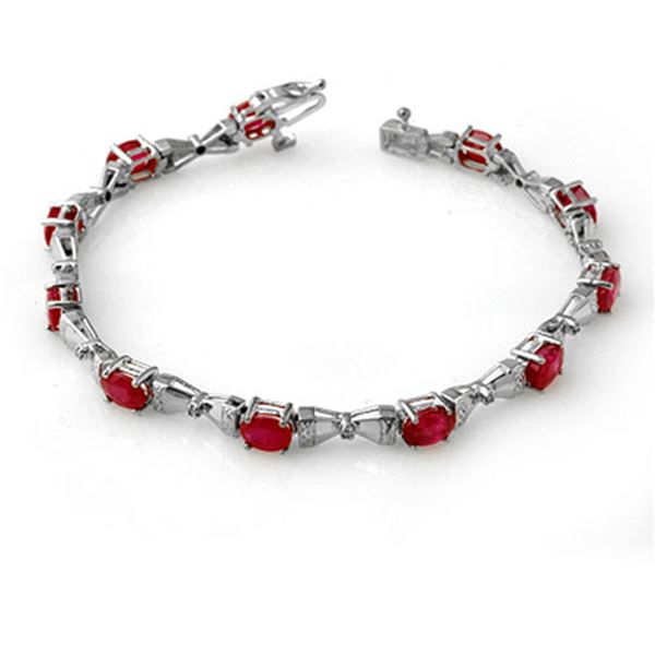 7.11 ctw Ruby & Diamond Bracelet 14k White Gold - REF-114H5R
