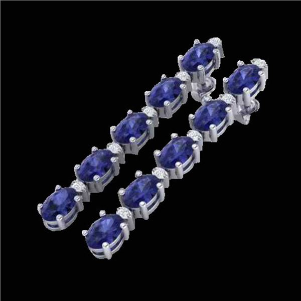 6 ctw Tanzanite & VS/SI Diamond Certified Tennis Earrings 10k White Gold - REF-52F8M