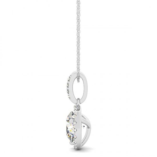 0.42 ctw Certified SI Diamond Halo Necklace 14k White Gold - REF-34W6H