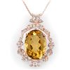 Image 1 : 12.8 ctw Citrine & Diamond Necklace 14k Rose Gold - REF-106A8N