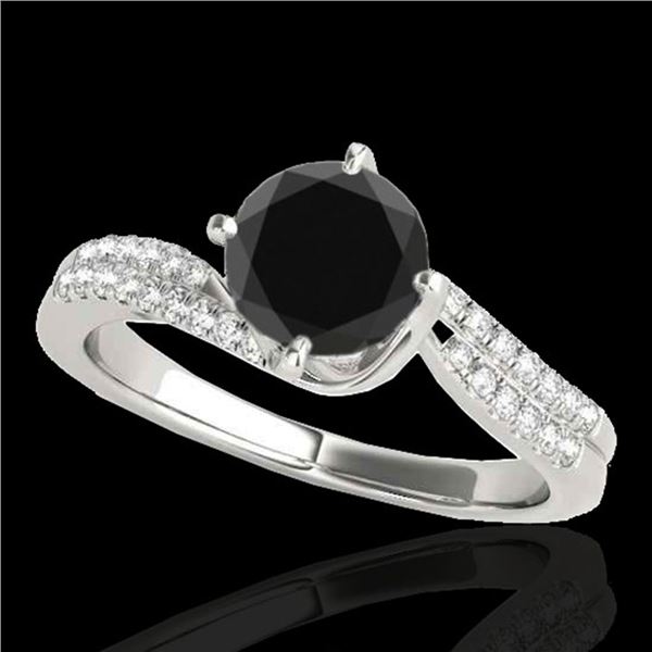 1.2 ctw Certified VS Black Diamond Bypass Solitaire Ring 10k White Gold - REF-44N9F