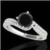 Image 1 : 1.2 ctw Certified VS Black Diamond Bypass Solitaire Ring 10k White Gold - REF-44N9F