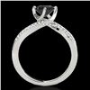 Image 2 : 1.2 ctw Certified VS Black Diamond Bypass Solitaire Ring 10k White Gold - REF-44N9F